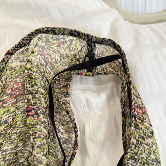 DKNY 100% silk v Neck Neck Green and Wine Midi Dress Size14 - Picture 6 of 9